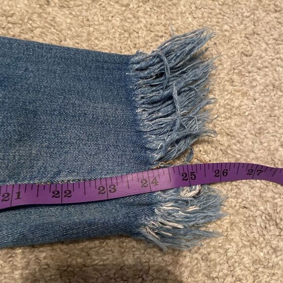 Free People Fringe Crop Jeans size 27 blue distressed - Picture 4 of 5